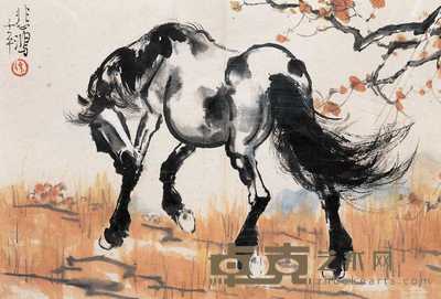 徐悲鸿 1942年作 秋郊放马 镜心 25.5×36.5cm